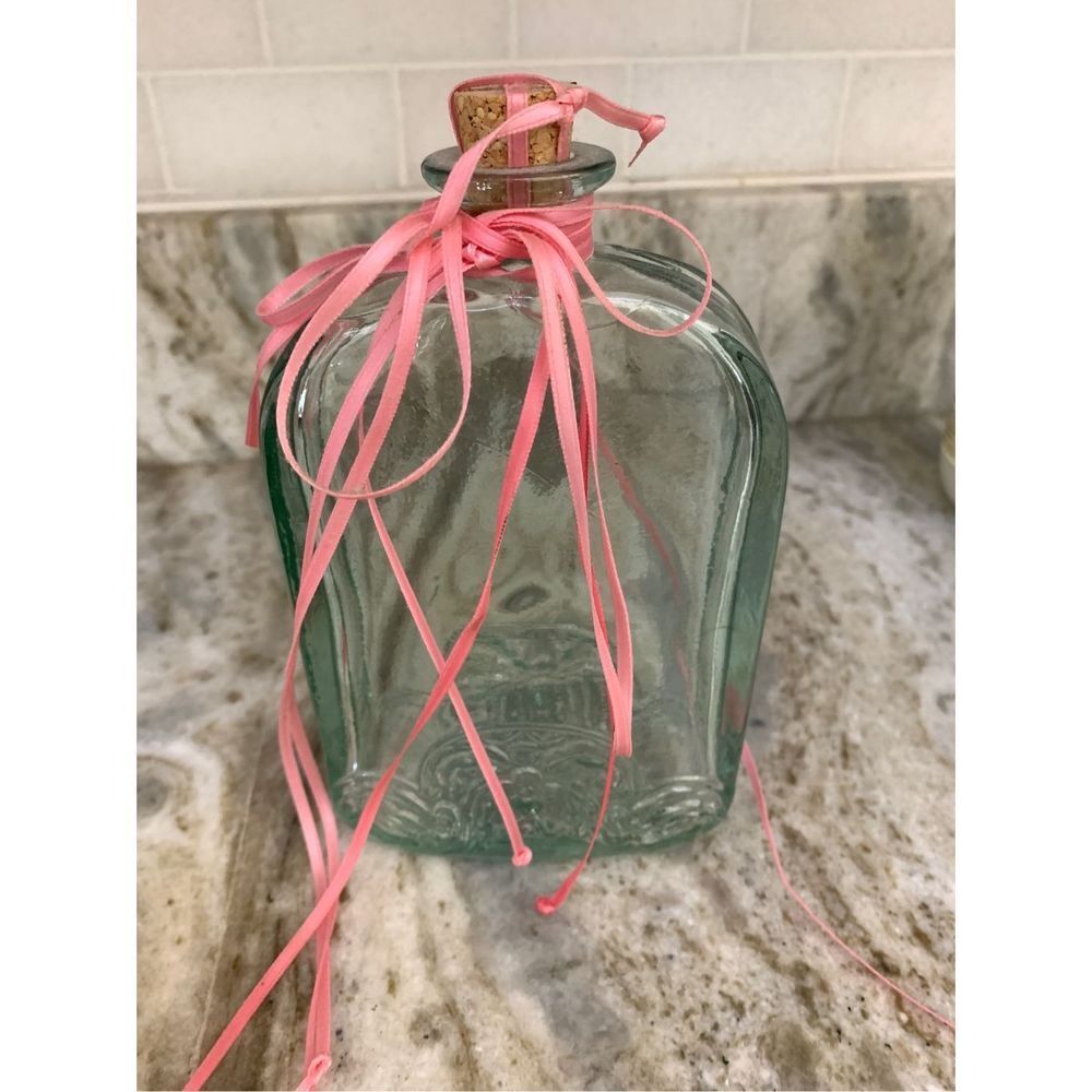 Glass Bottle withPink Ribbon #vintage #bottle collectors